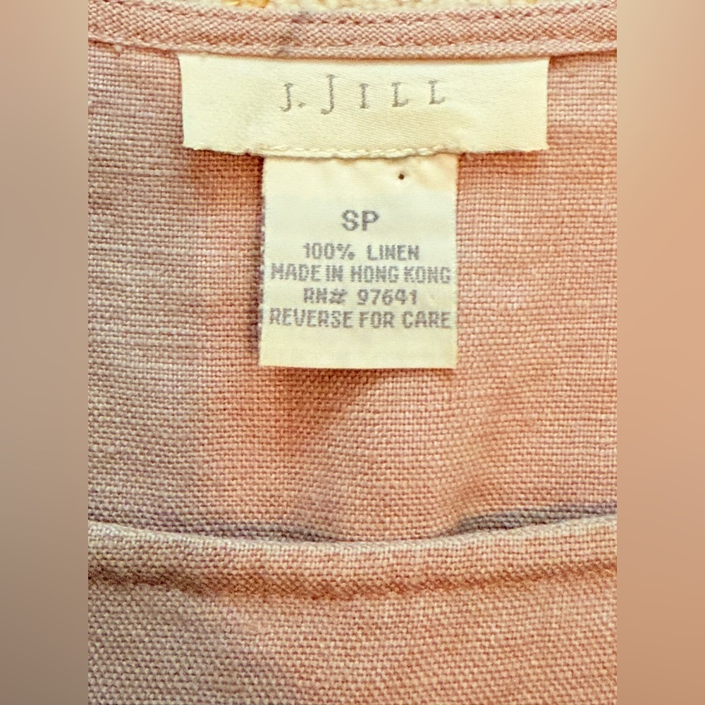 J.Jill Women 100% Linen Mini Dress color Mauve size SP short sleeve - Picture 3 of 7